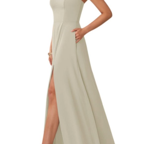 Azazie Taupe Bridesmaid Dress NWT - Picture 2 of 3